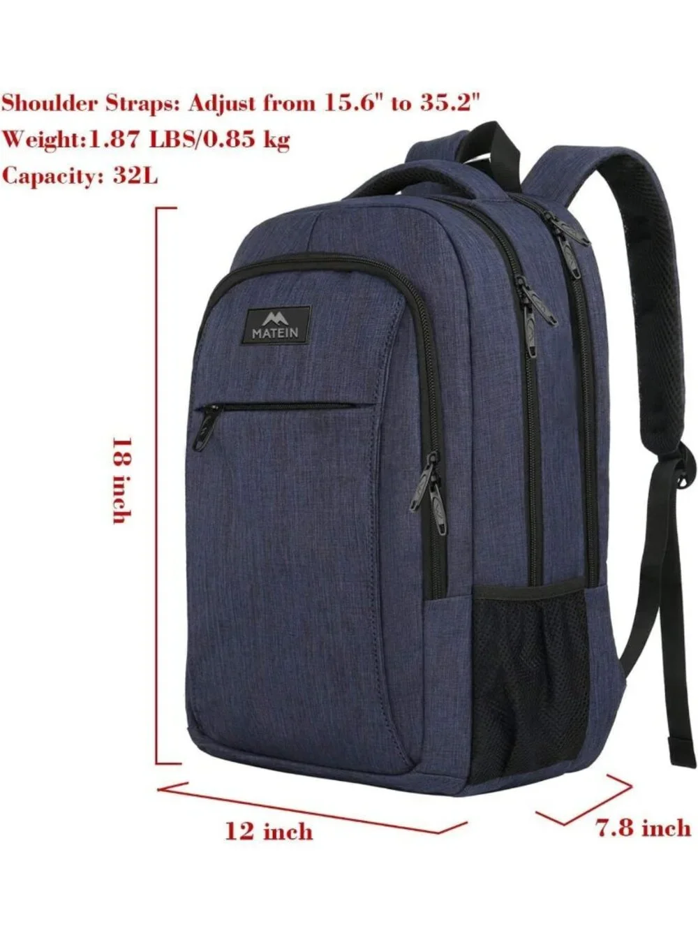 Slim Blue Laptop Backpack for Travel | Lightweight with Laptop Compartment